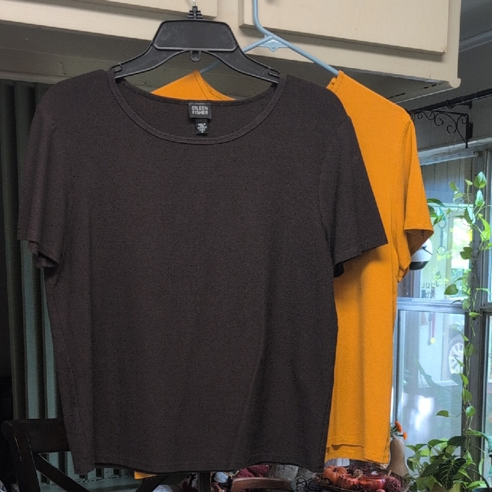 Eileen Fisher Brown and Yellow Tops
